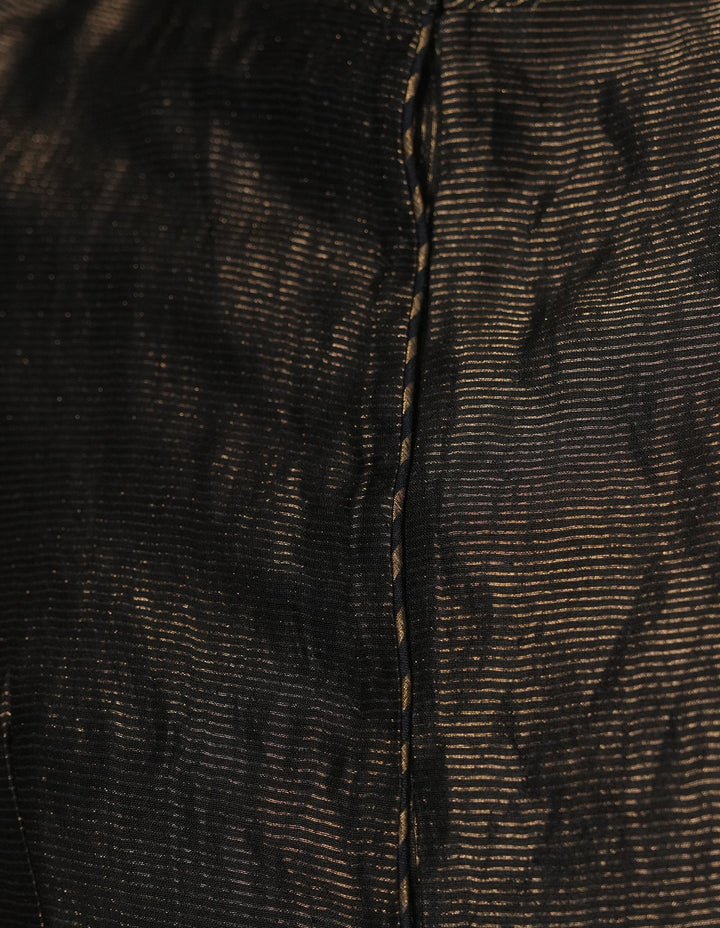 Navy Hand Embroidered Striped Tissue Skirt
