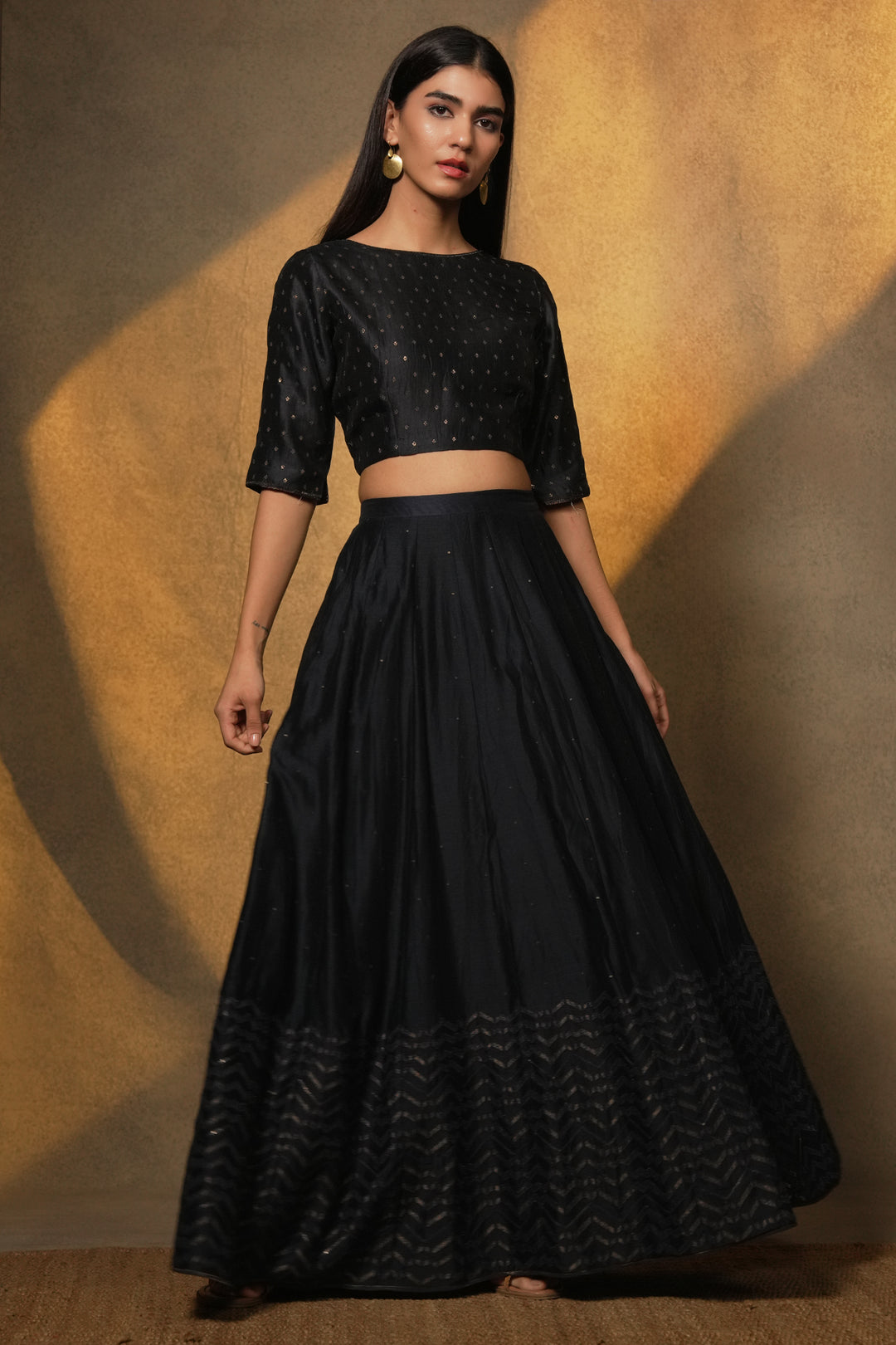 Navy Hand Embroidered Chanderi Blouse