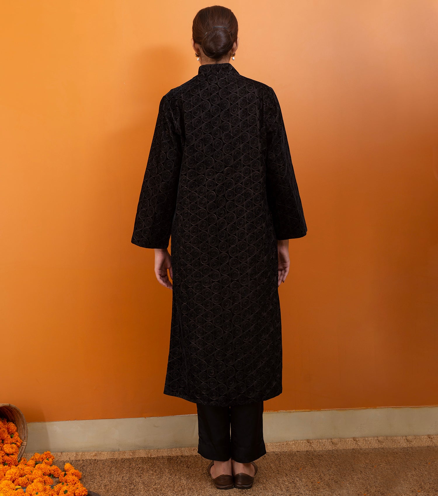 Black Embroidered Velvet Jacket – Tulsi Online