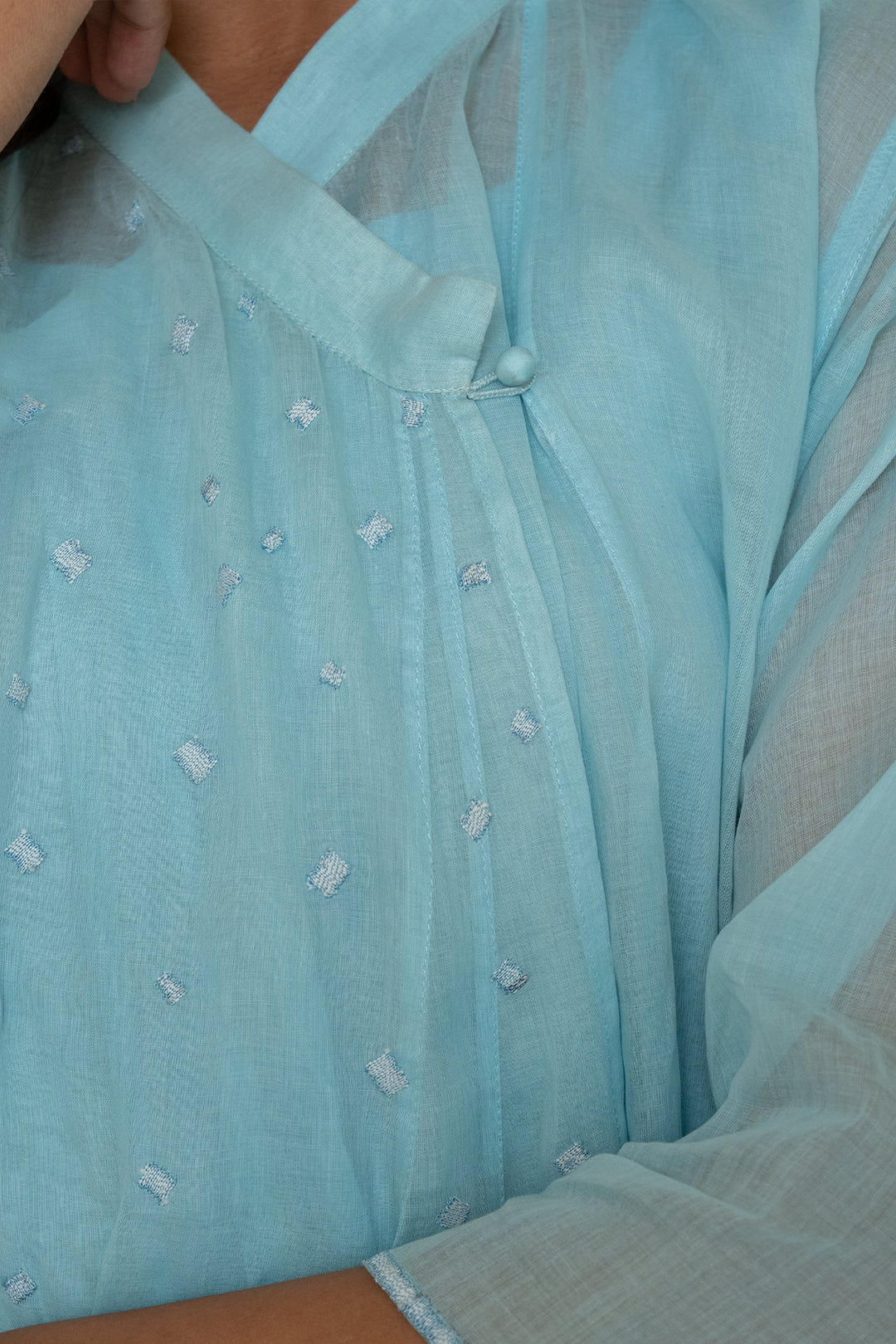 Skyblue embroidered cotton choga