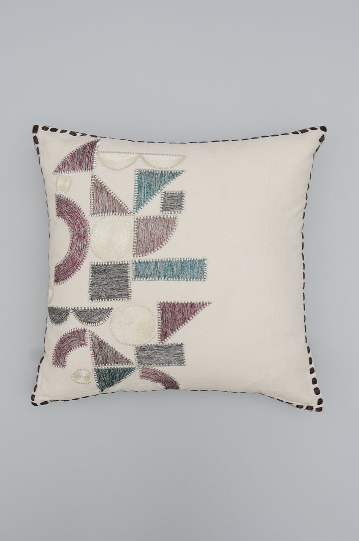Abstract Geometry Embroidered Cushion Cover