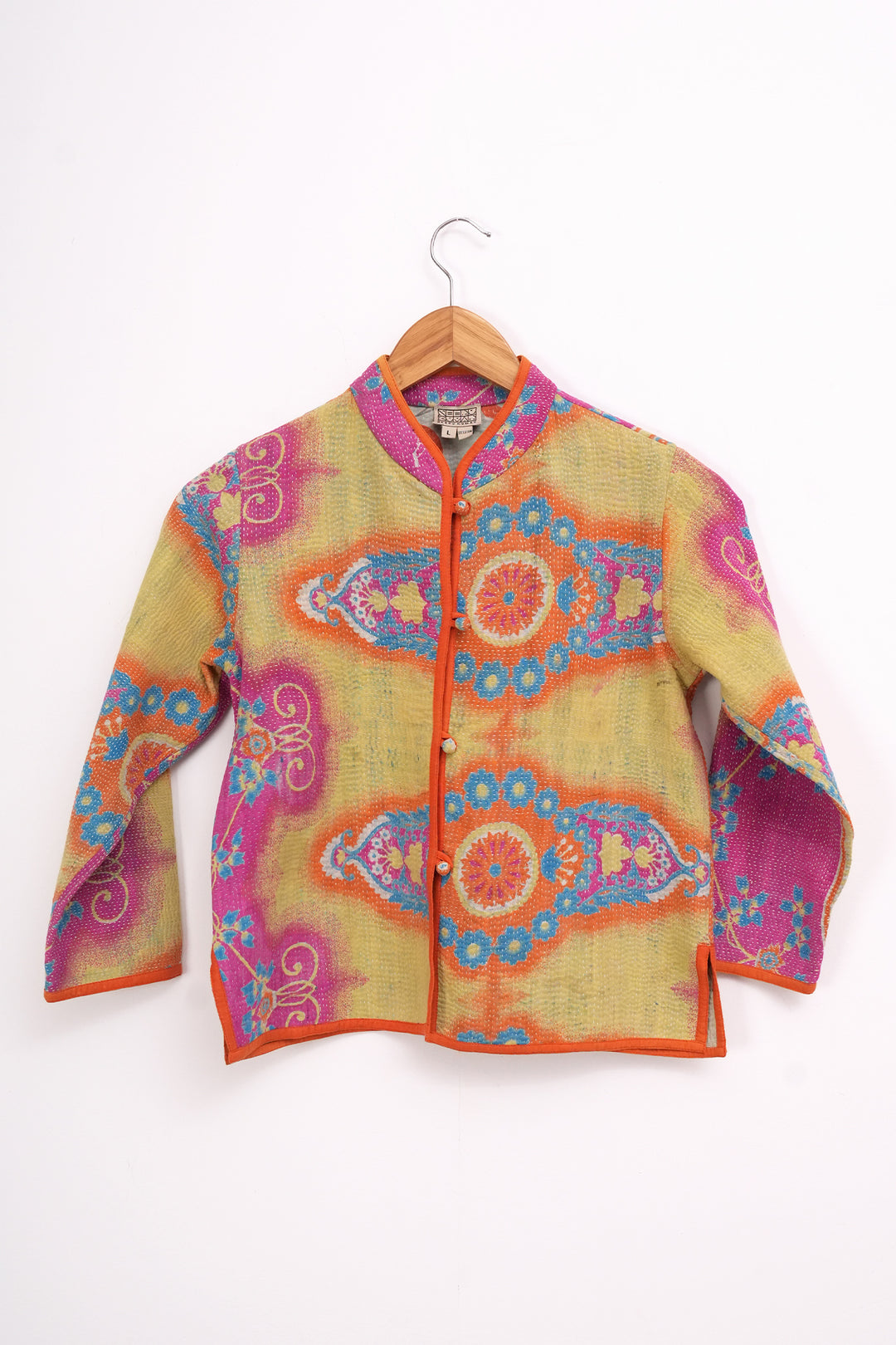 Multi Color Vintage Cotton Kantha Jacket For Kids