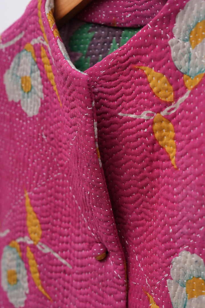Magenta Pink Vintage Cotton Kantha Jacket