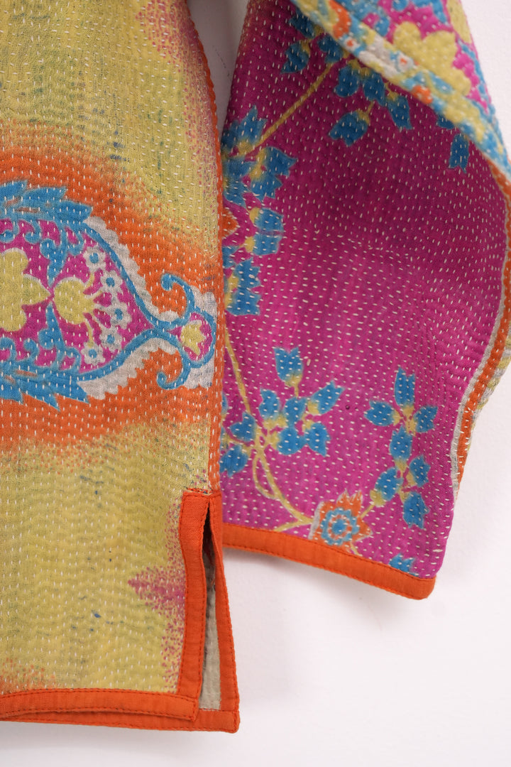 Multi Color Vintage Cotton Kantha Jacket For Kids