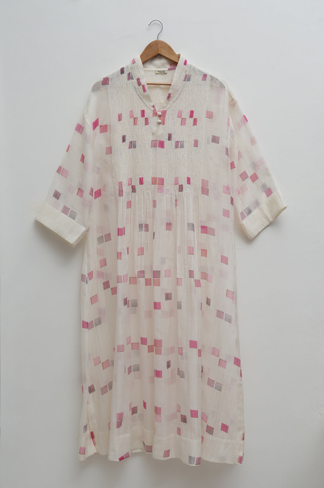 Blush Pixel Printed Chanderi Dress