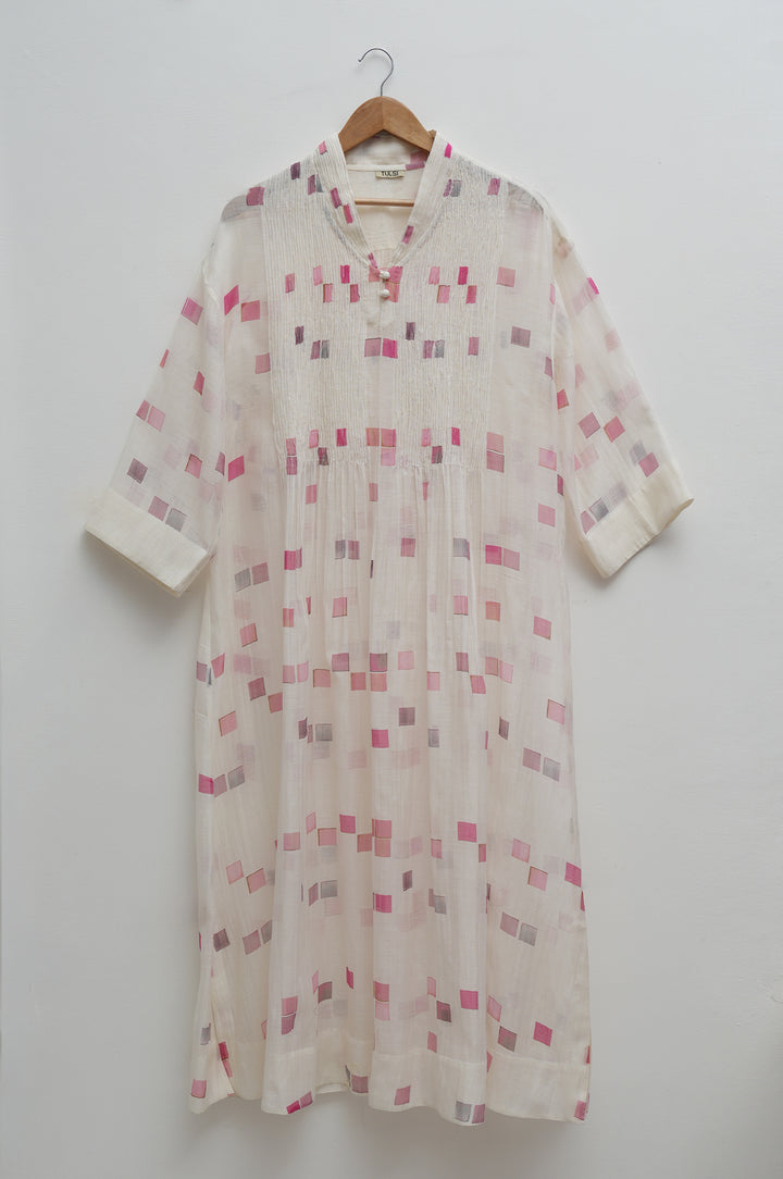 Blush Pixel Printed Chanderi Dress