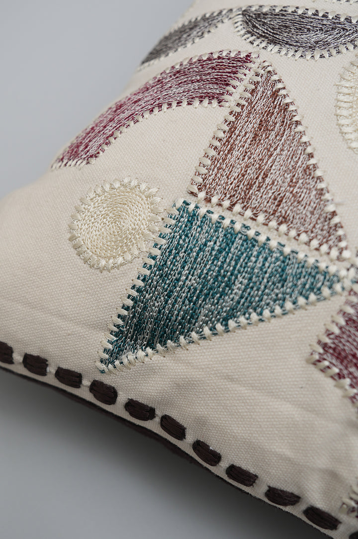 Abstract Geometry Embroidered Cushion Cover