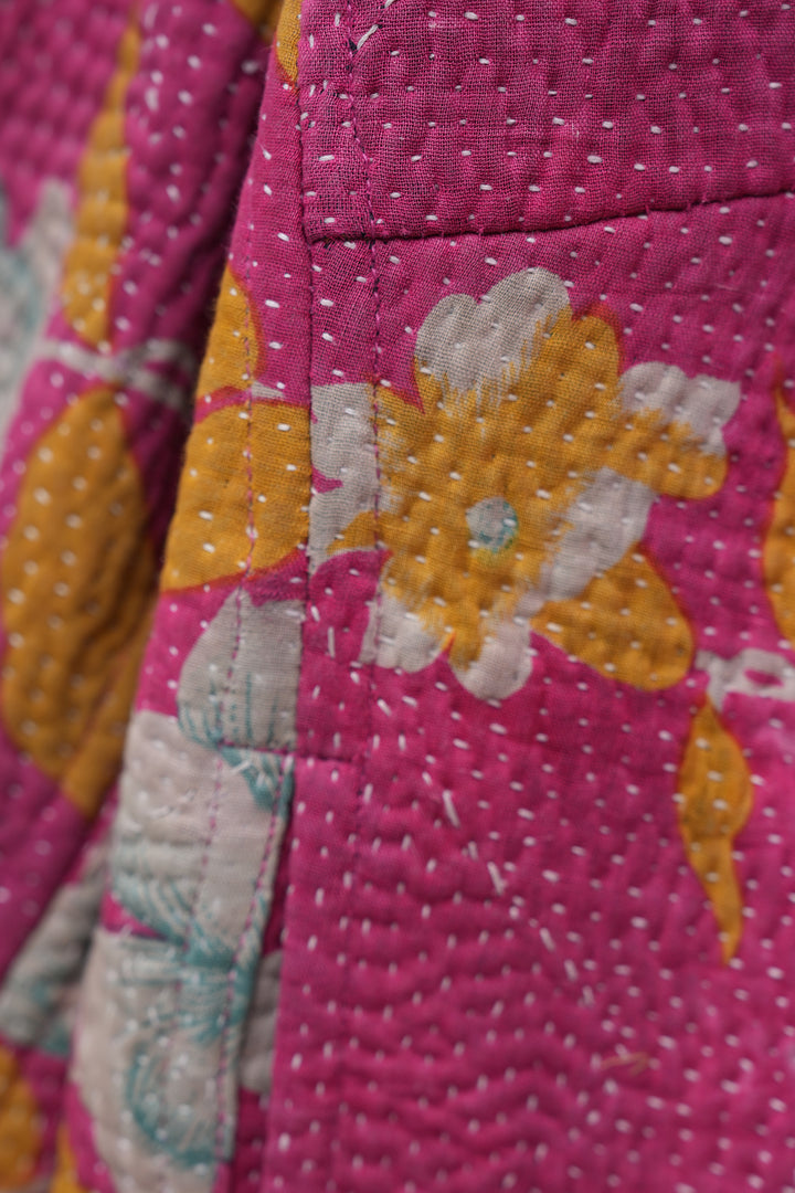 Magenta Pink Vintage Cotton Kantha Jacket