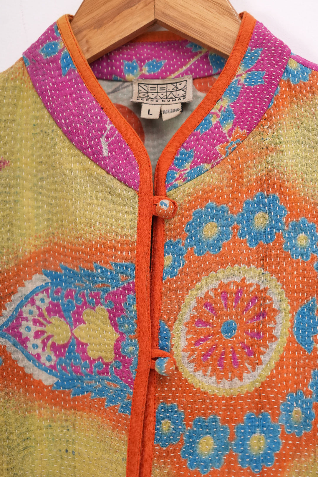Multi Color Vintage Cotton Kantha Jacket For Kids