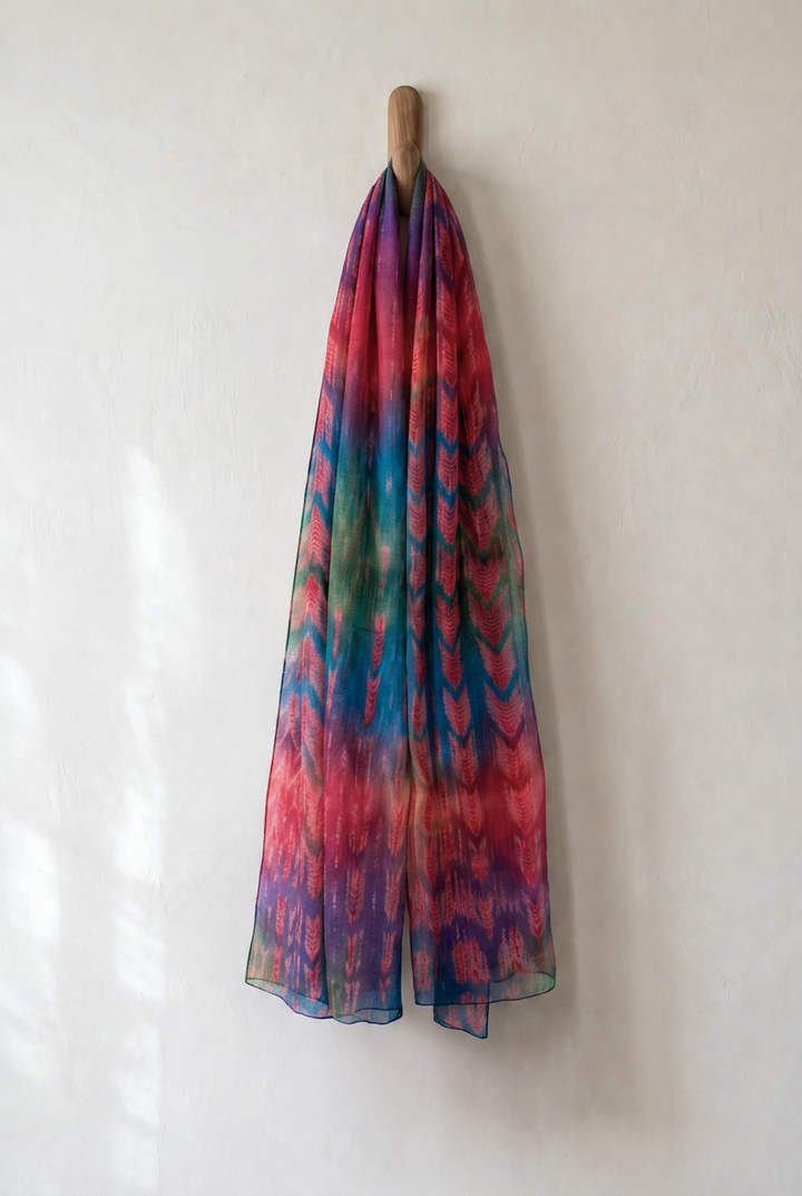 Multicolour Shibori Chanderi Dupatta