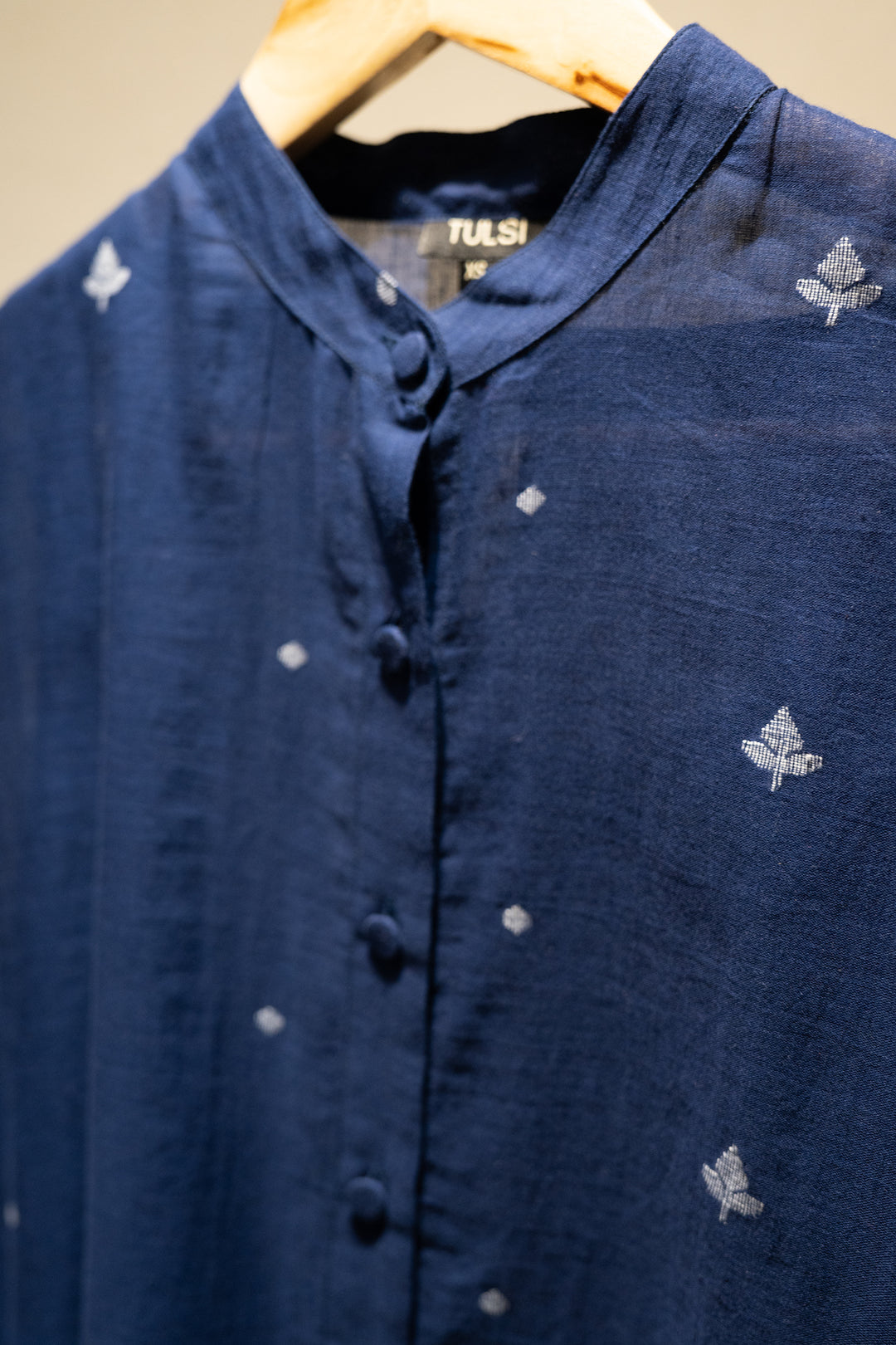 Jamdani Blue Woven Cotton Shirt