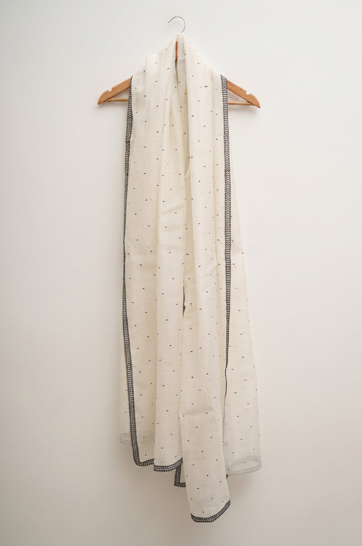 Off-white and Black Embroidered Kurta Set