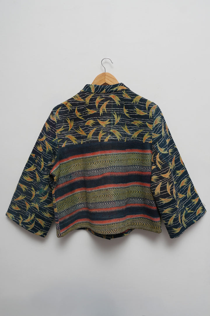 Indigo Leaf Cotton Kantha Jacket