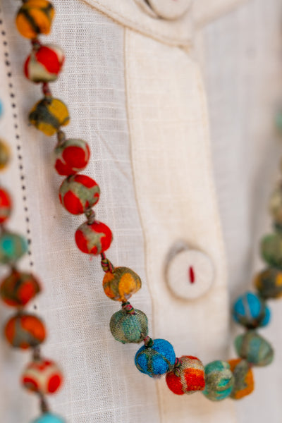 Multi Color Cotton Beaded Necklace