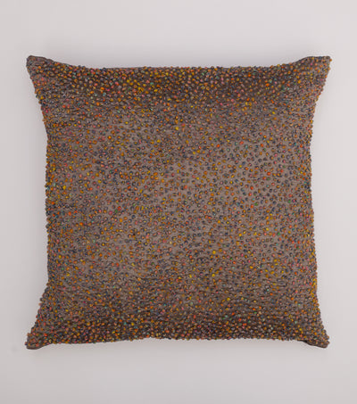 Grey French Knot Silk Cushion Cover