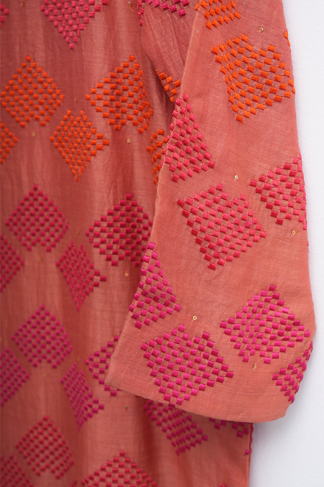 Coral Chanderi Embroidered Kurta