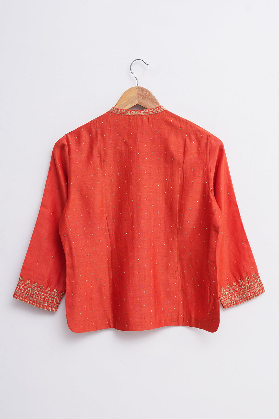 Orange Chanderi Hand Embroidered Blouse