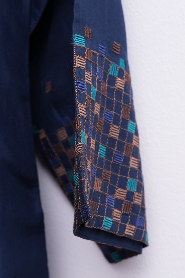 Blue Fine Silk Embroidered Kurta