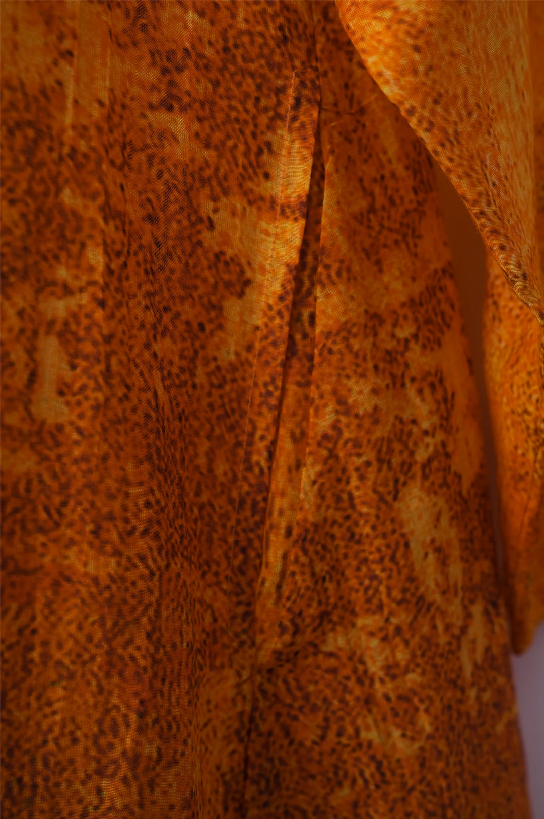 Orange Printed Chanderi Oversized Shirt
