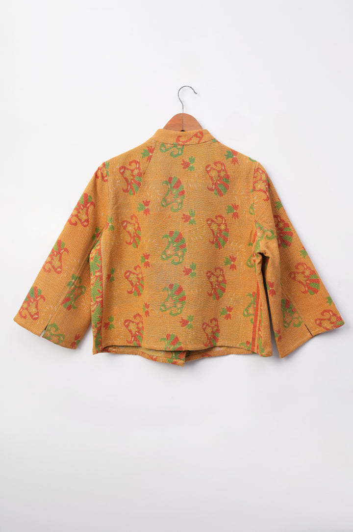 Yellow Vintage Cotton Kantha Jacket