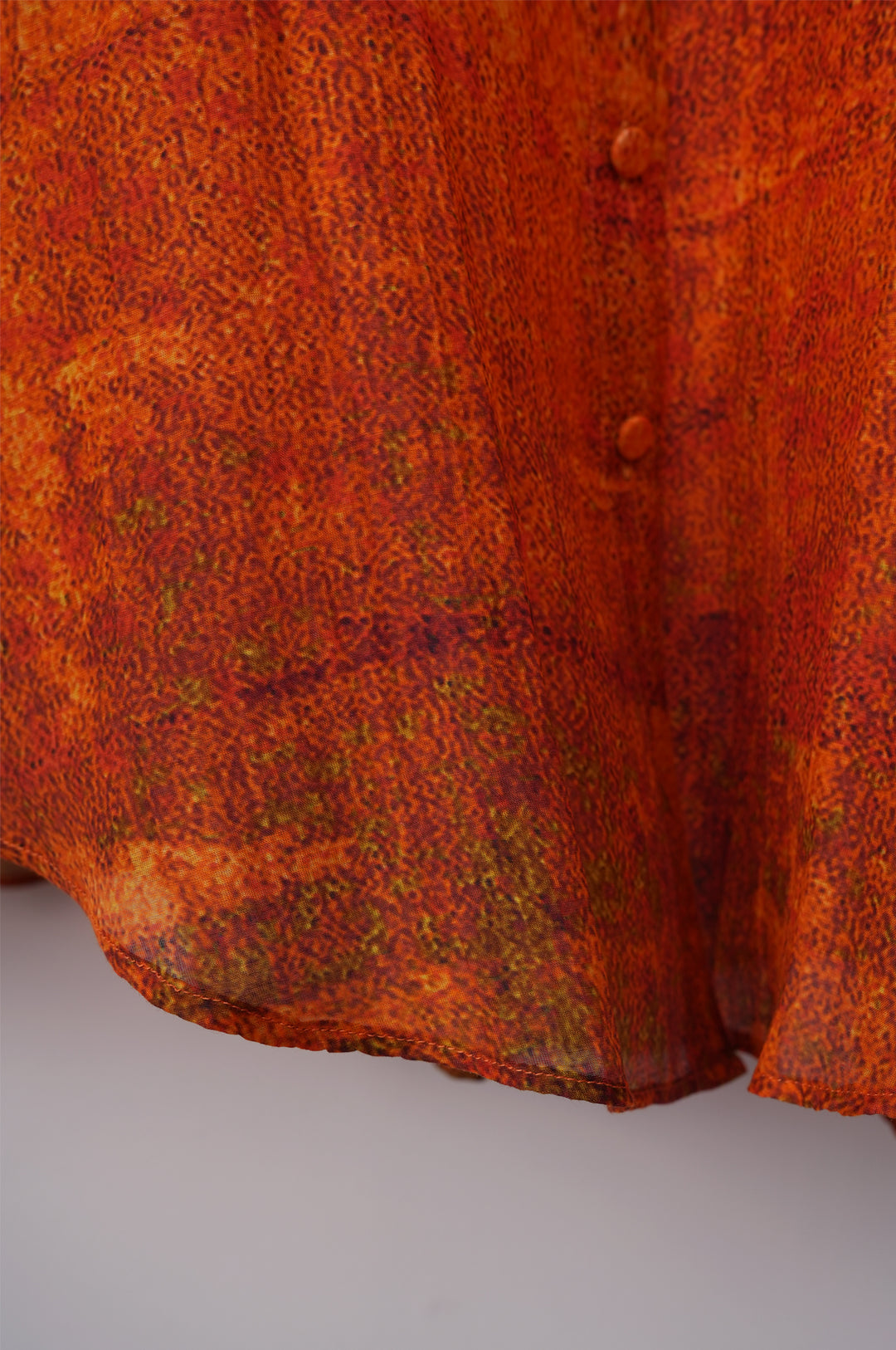 Orange Printed Chanderi Shirt