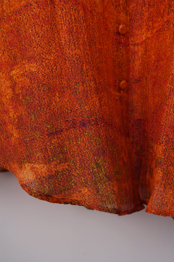 Orange Printed Chanderi Shirt