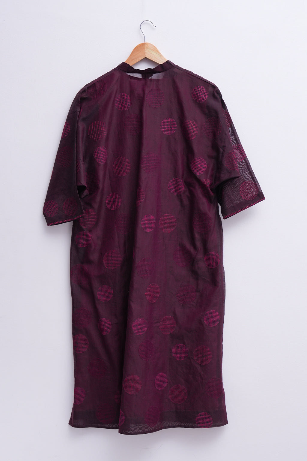 Plum Chanderi Embroidered Kurta with Slip