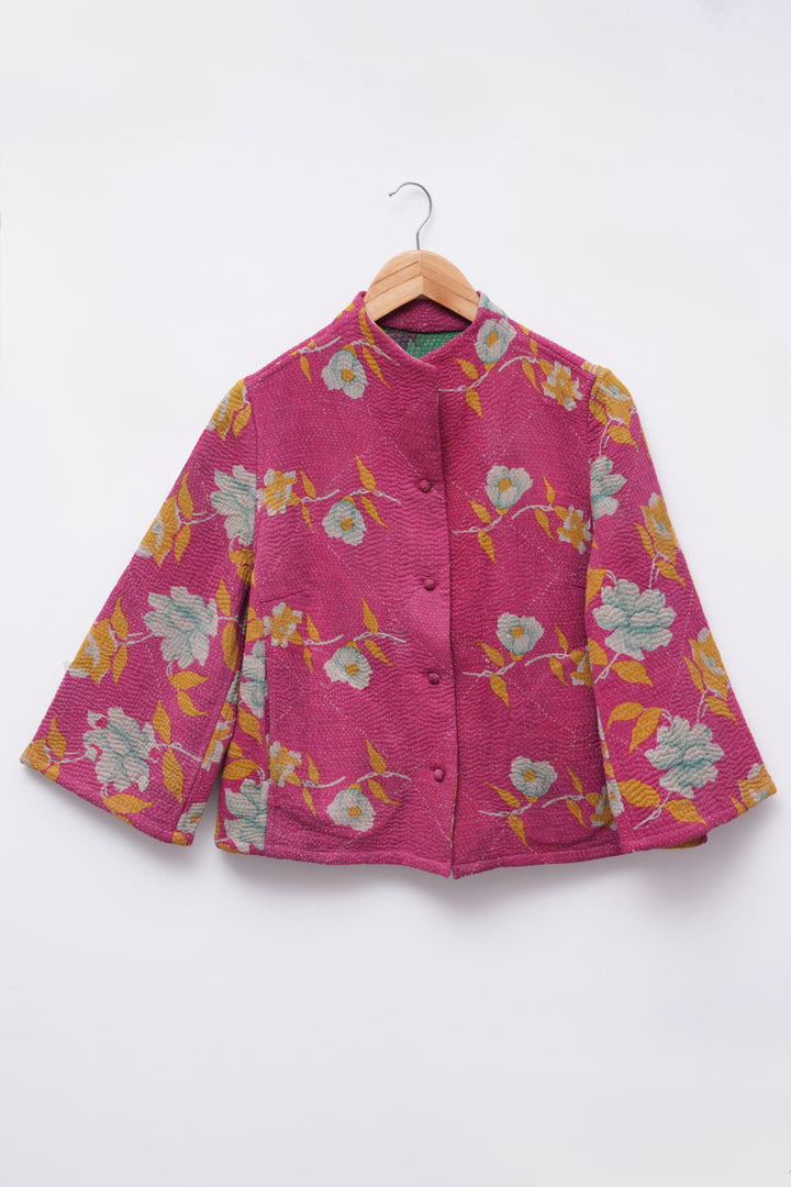 Magenta Pink Vintage Cotton Kantha Jacket