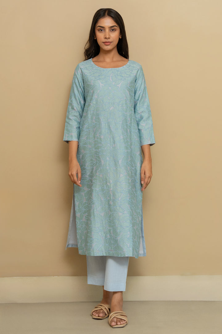 Patchwork Sky Blue Kurta