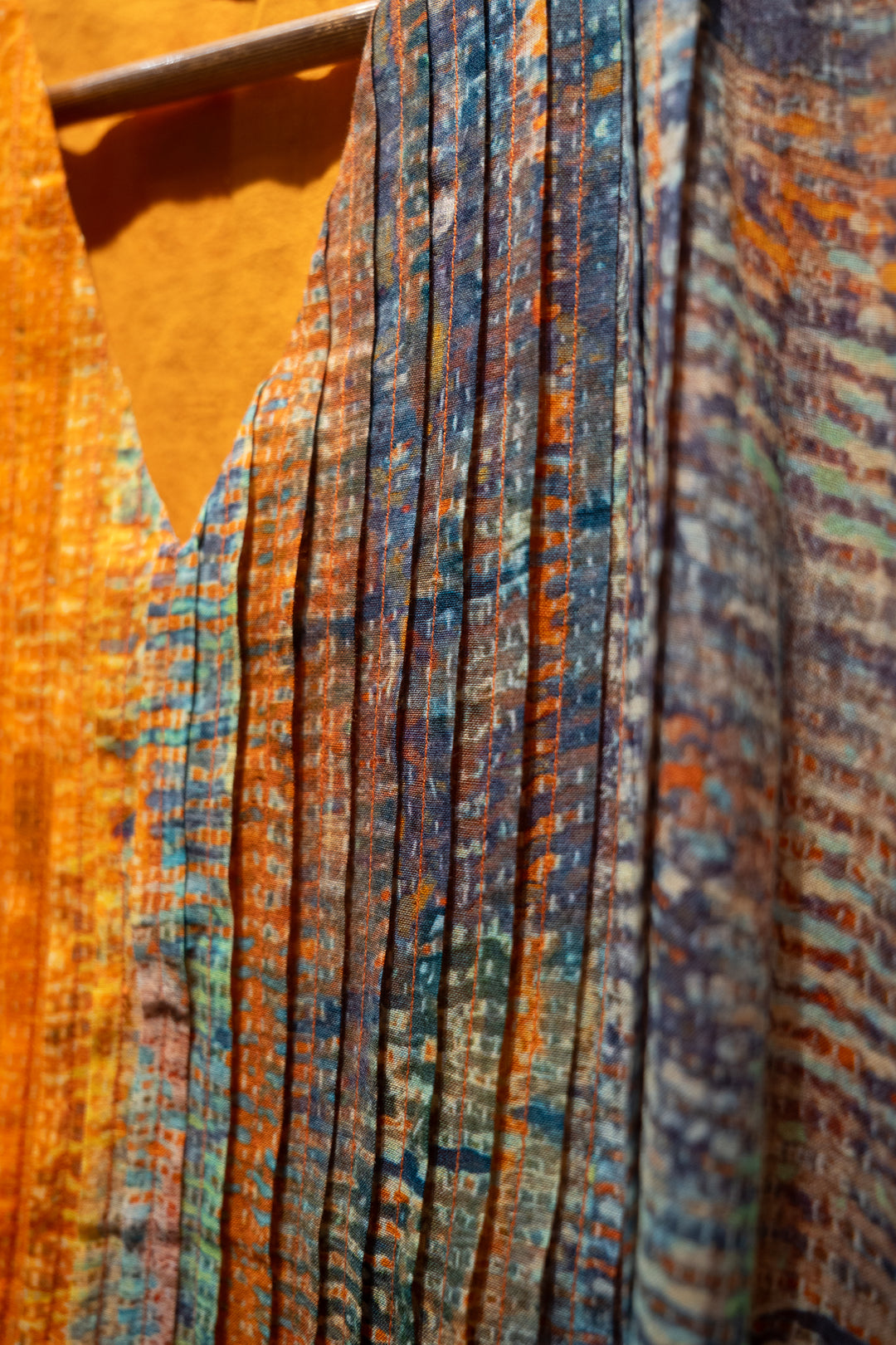 Sunset Haze Printed Pintuck Dress