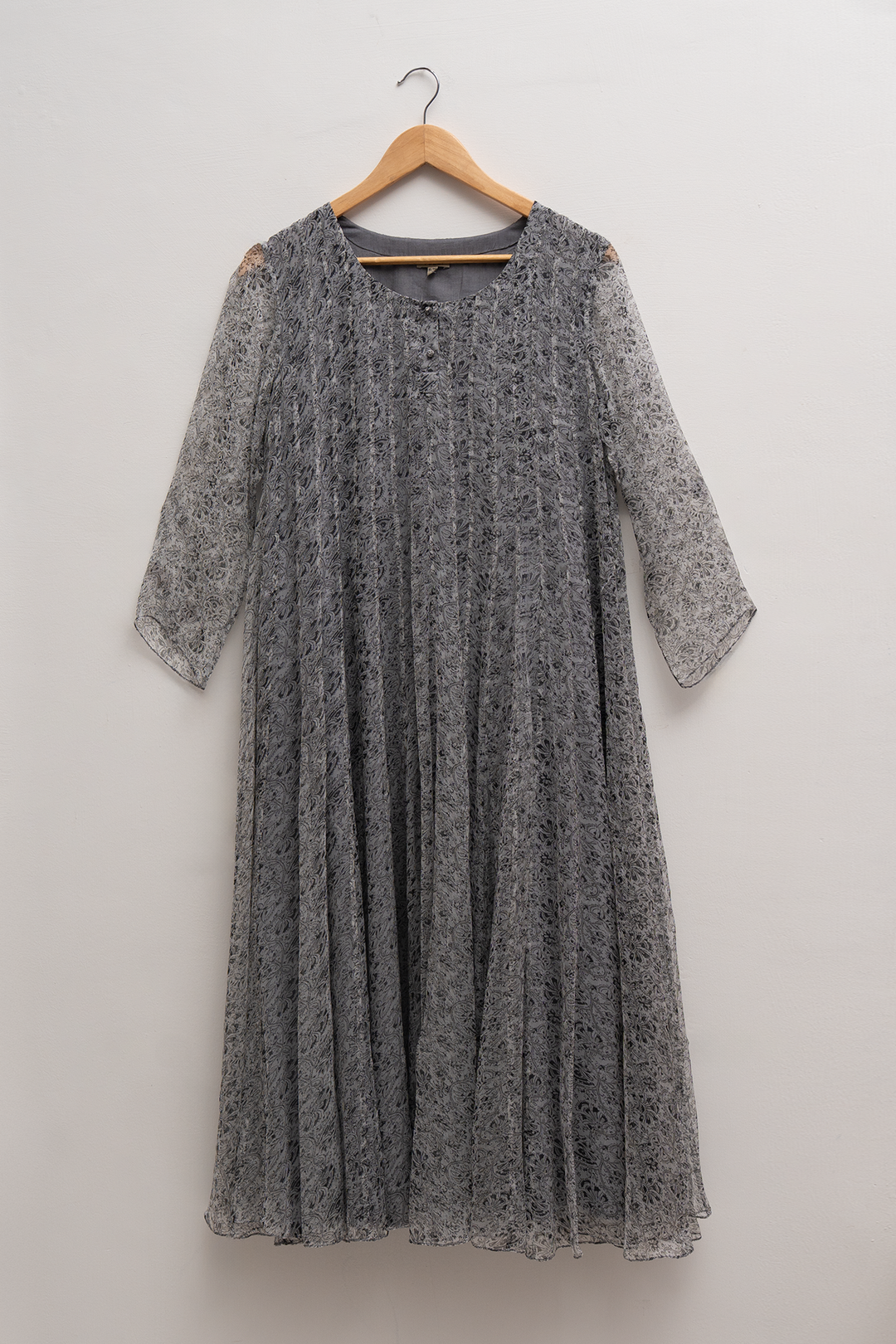 Grey Printed Chiffon Kurta