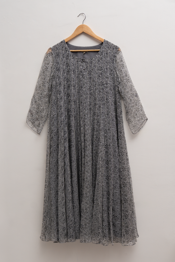 Grey Printed Chiffon Kurta