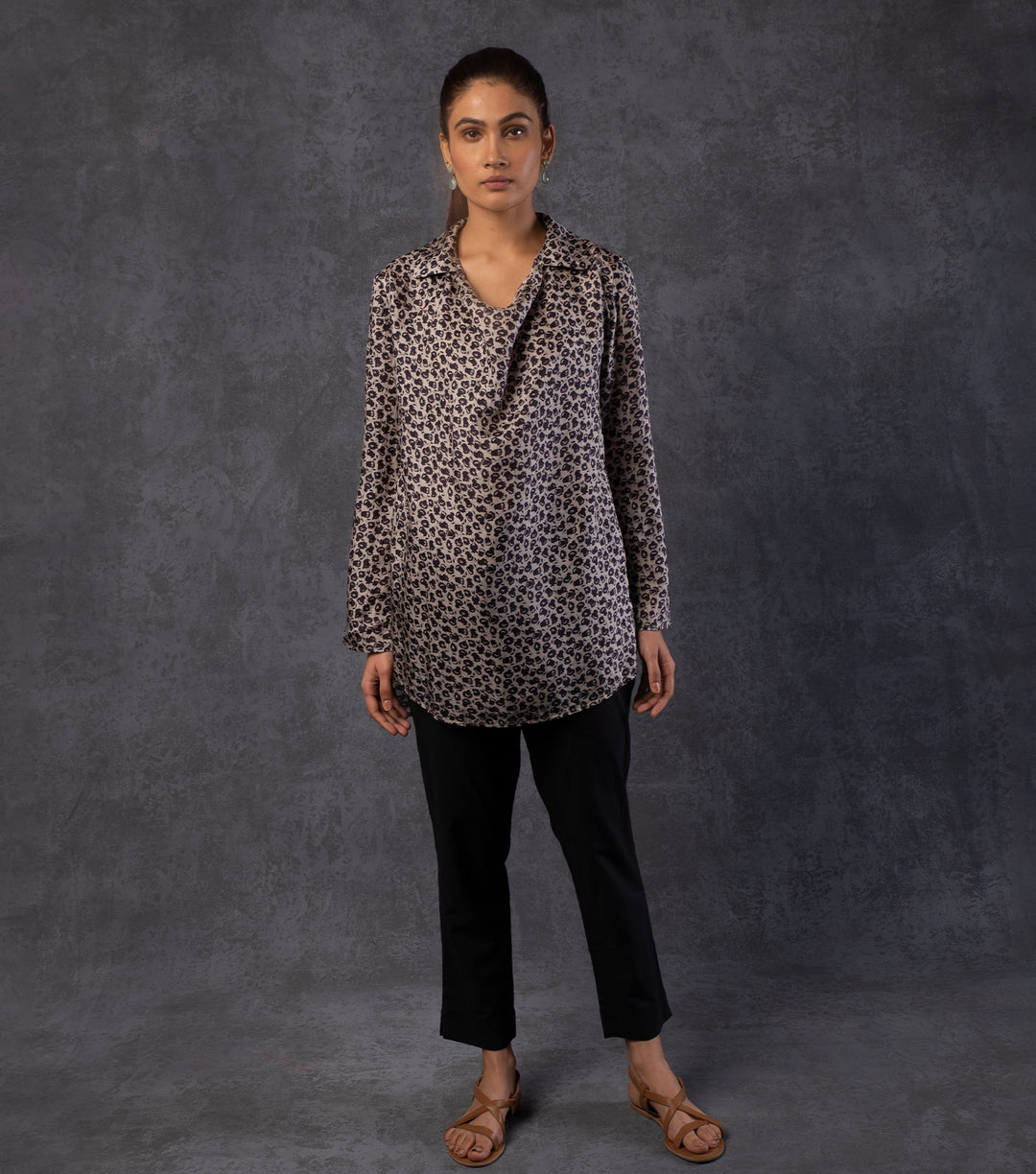Black Printed Silk Tunic