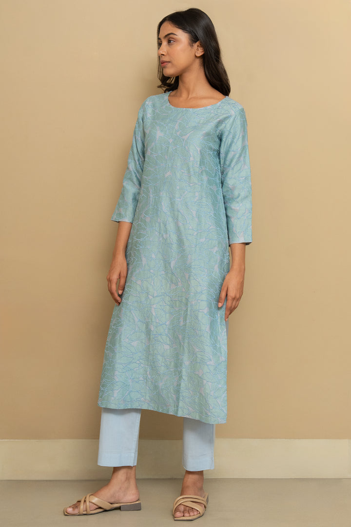 Patchwork Sky Blue Kurta