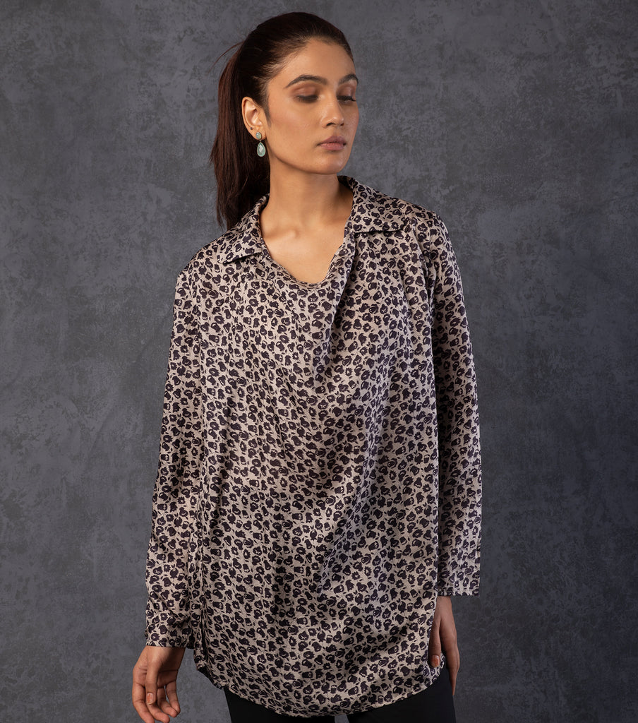 トップス Yoli Silk tunic Black Printed Silk Tunic – Tulsi Online