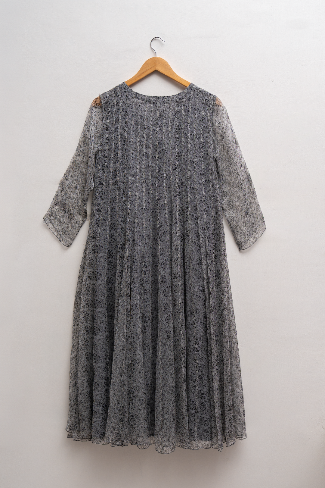 Grey Printed Chiffon Kurta