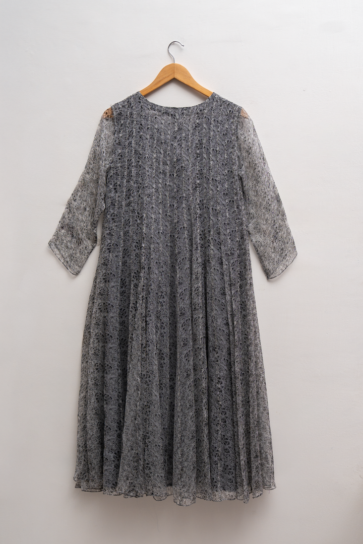 Grey Printed Chiffon Kurta