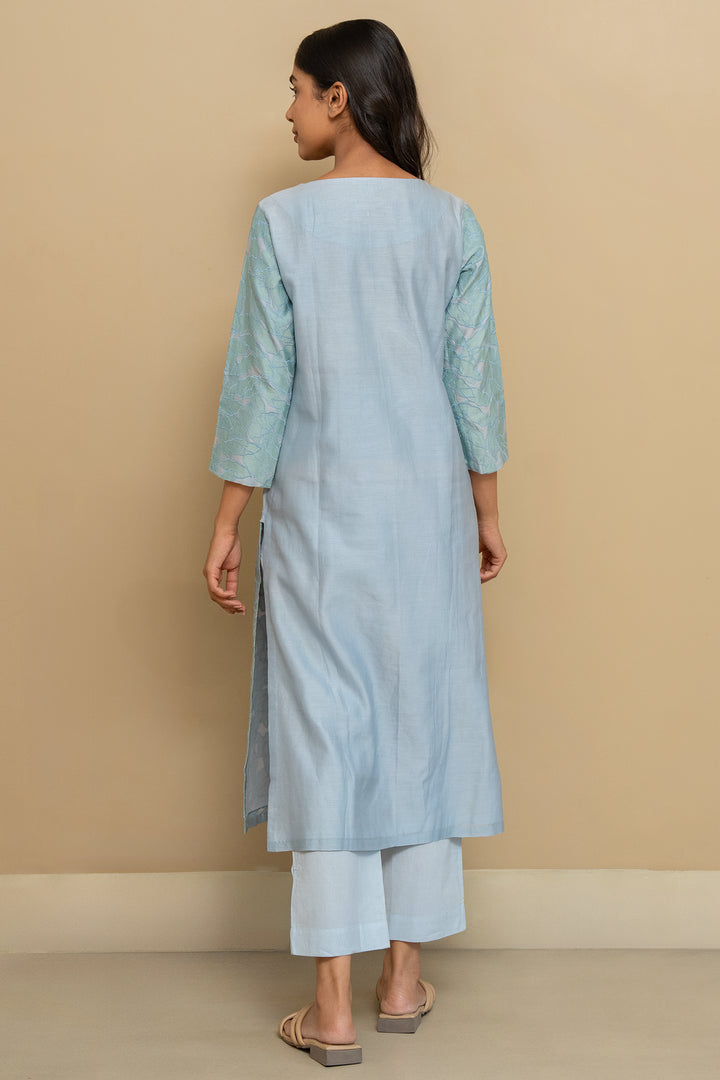 Patchwork Sky Blue Kurta