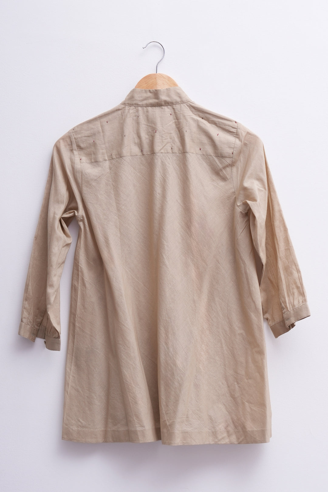 Beige Embroidered Cotton Shirt