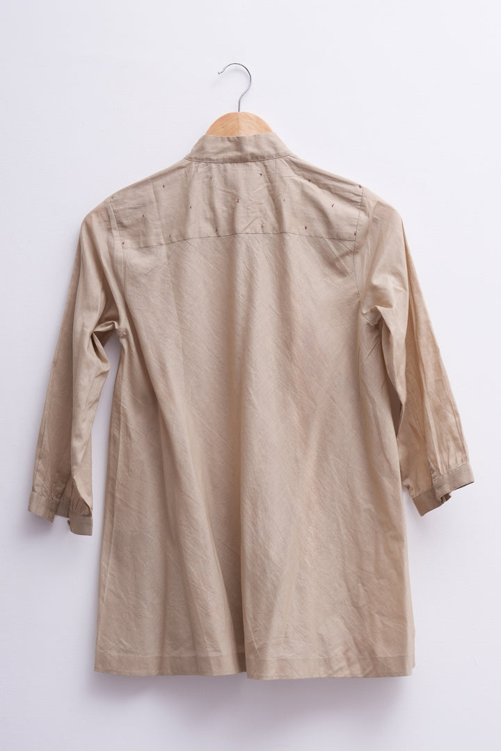 Beige Embroidered Cotton Shirt