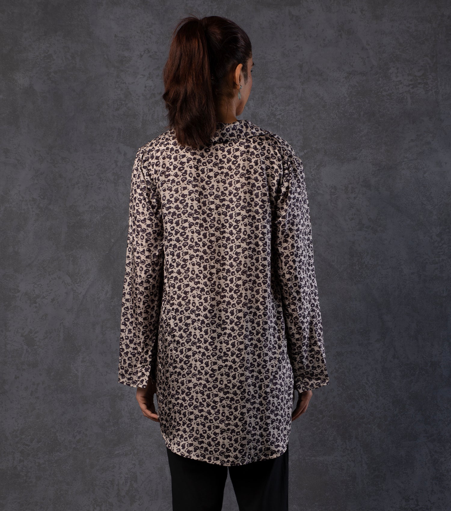 Black Printed Silk Tunic – Tulsi Online