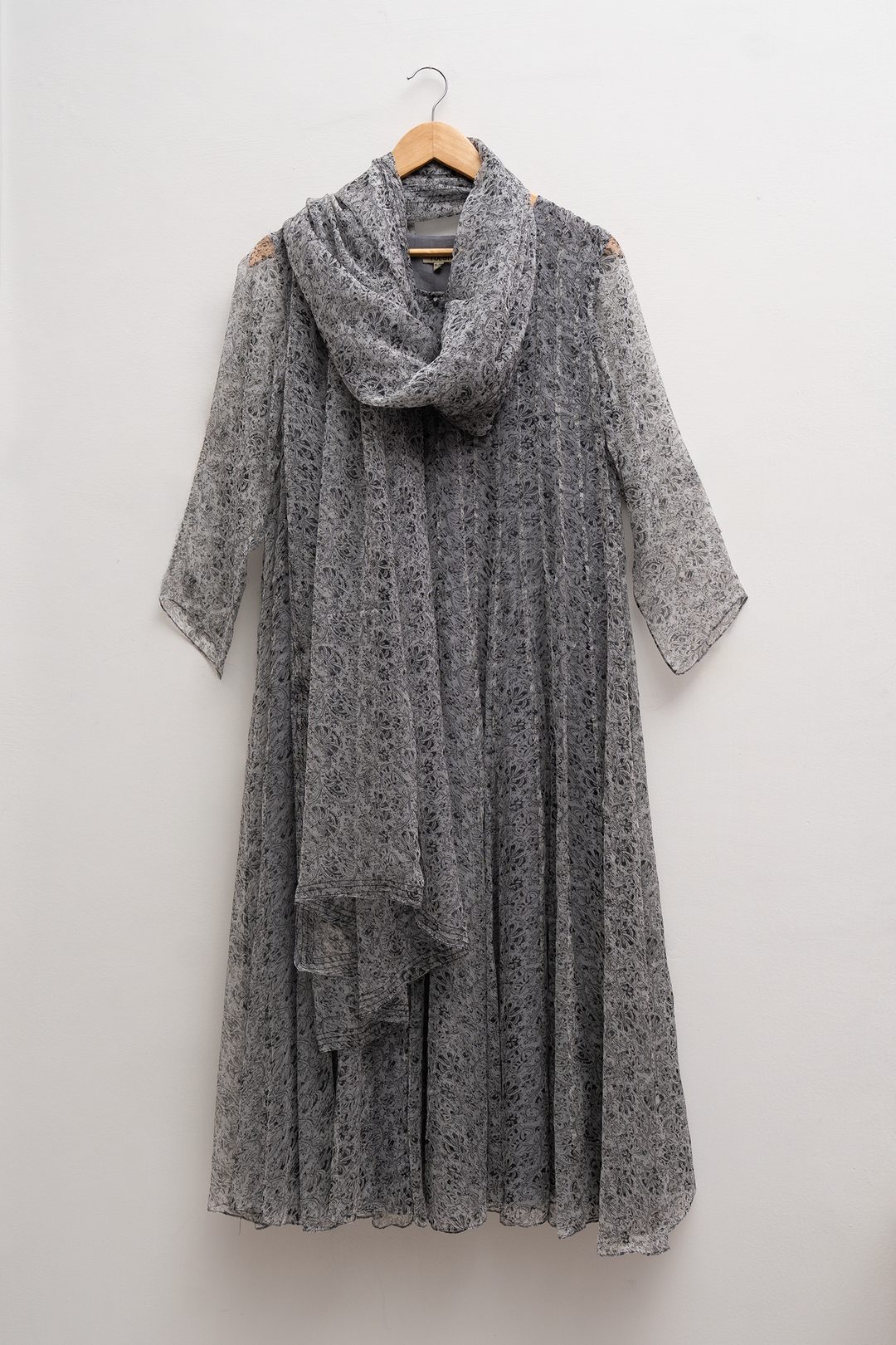 Grey Printed Chiffon Dupatta
