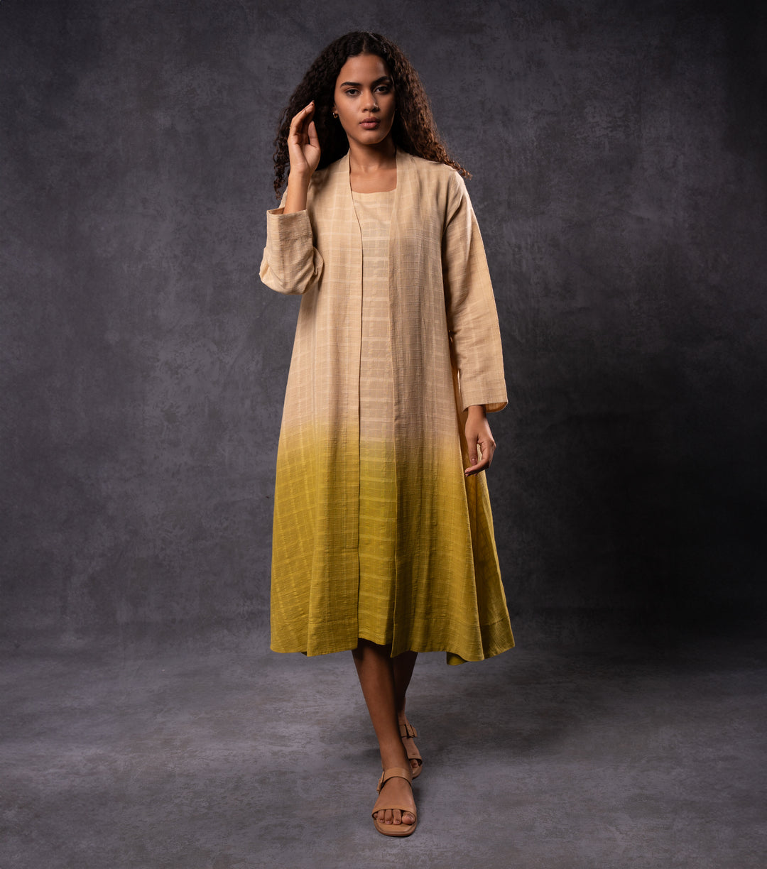 Ombre Grace Textured Cotton Jacket Dress Set – Tulsi Online