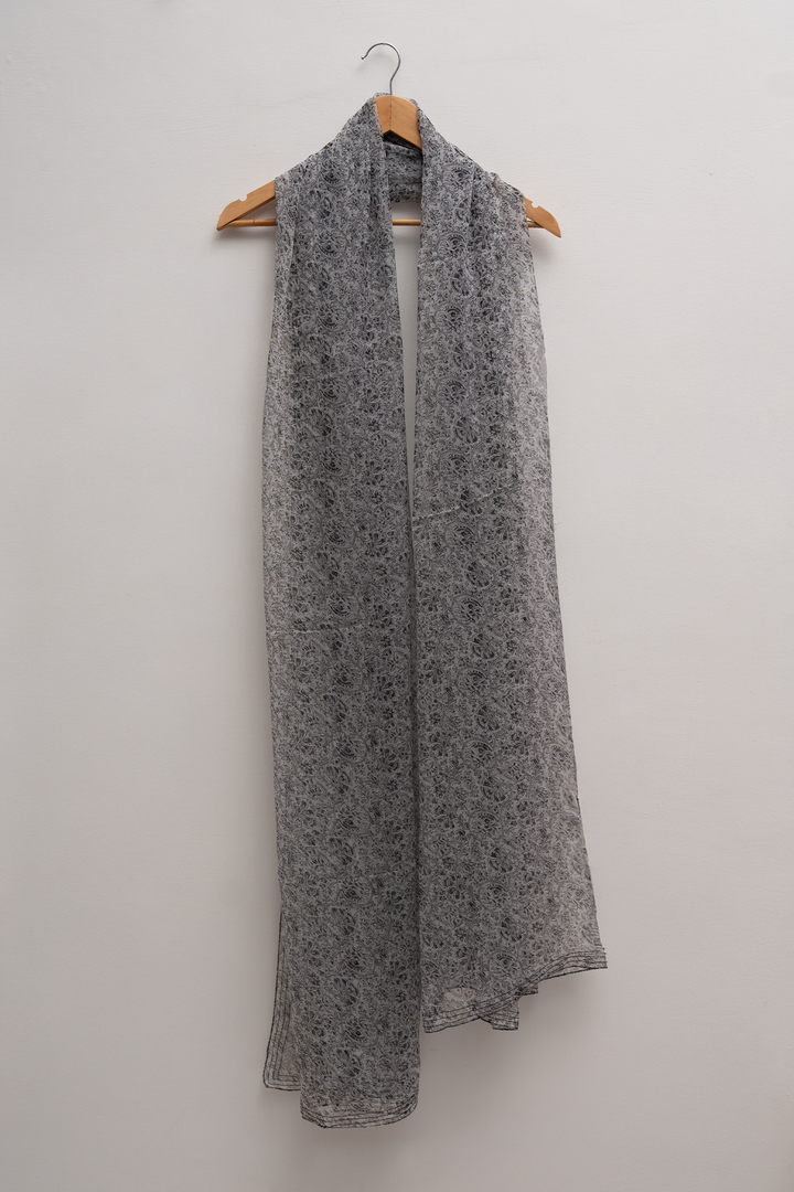 Grey Printed Chiffon Dupatta