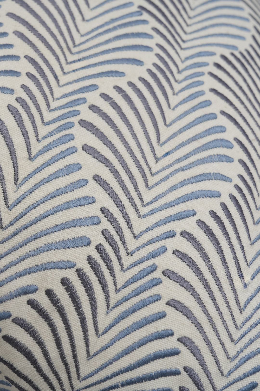 Blue Chevron Embroidered Cushion Cover