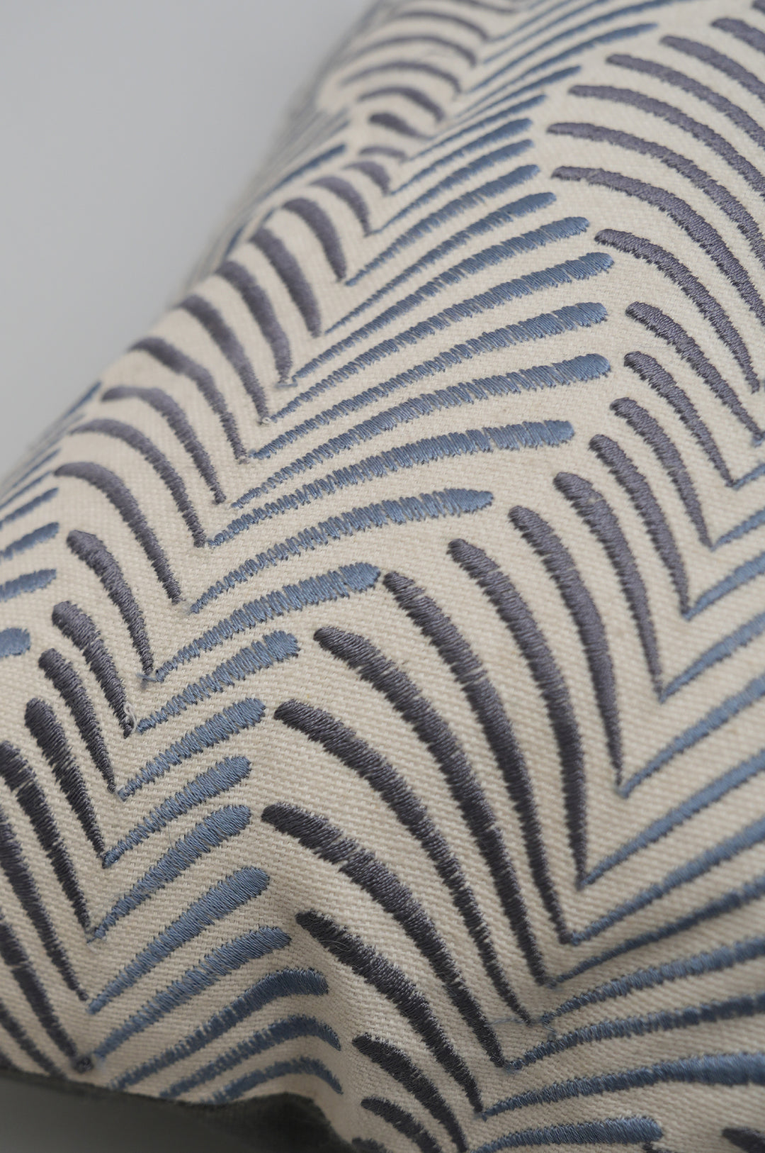 Blue Chevron Embroidered Cushion Cover
