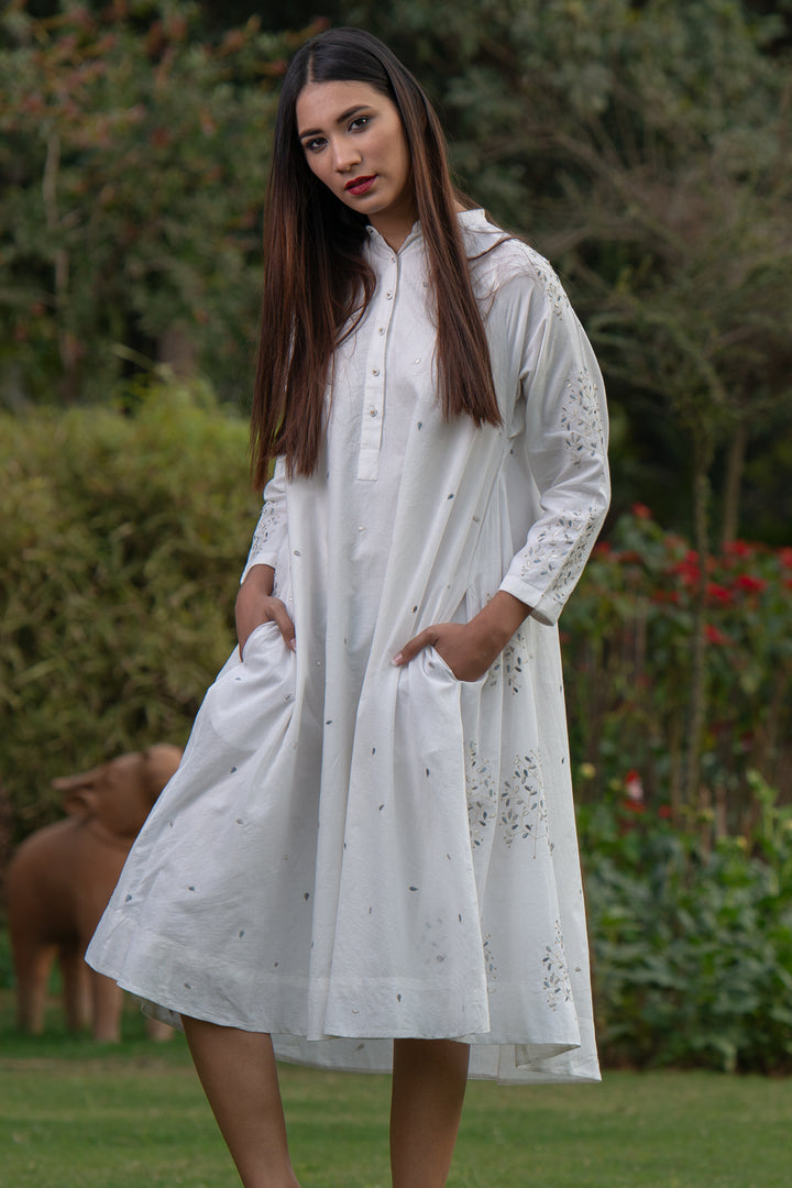 White embroidered cotton dress