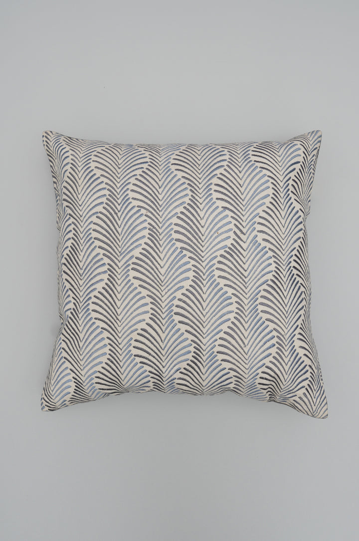 Blue Chevron Embroidered Cushion Cover