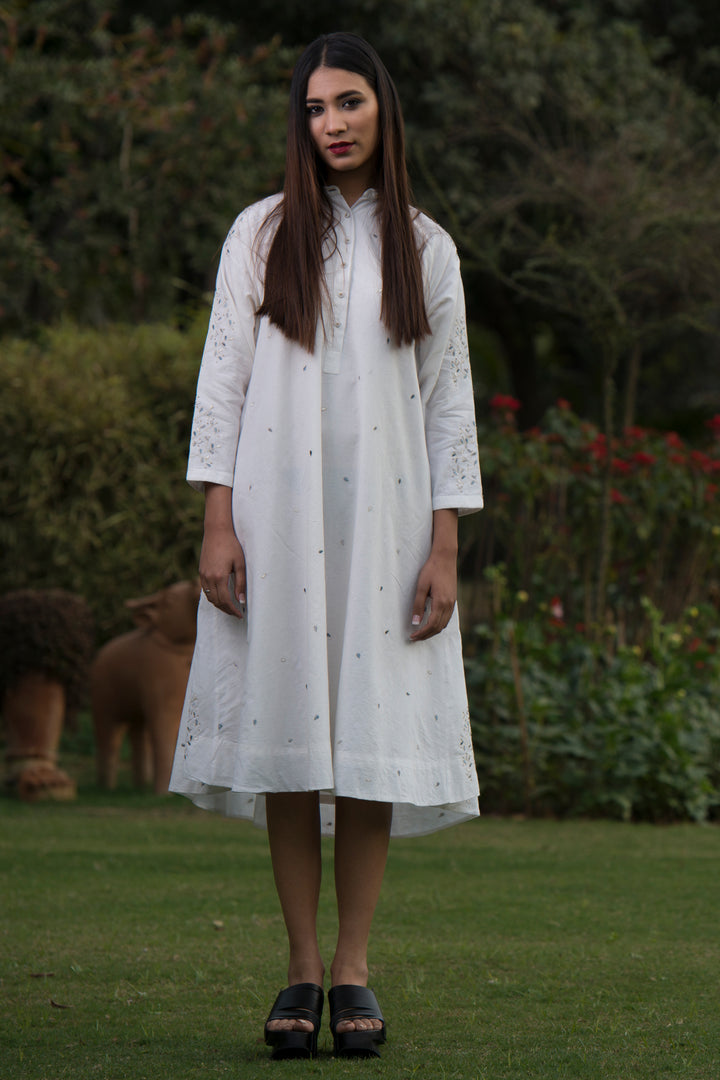 White embroidered cotton dress