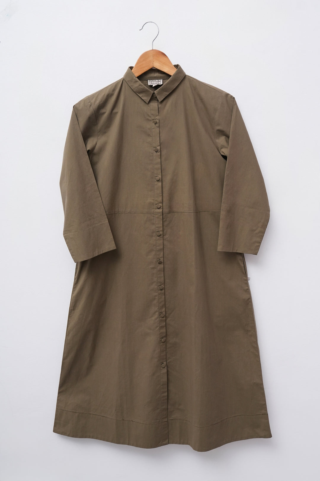 Brown Cotton Shirt Dress